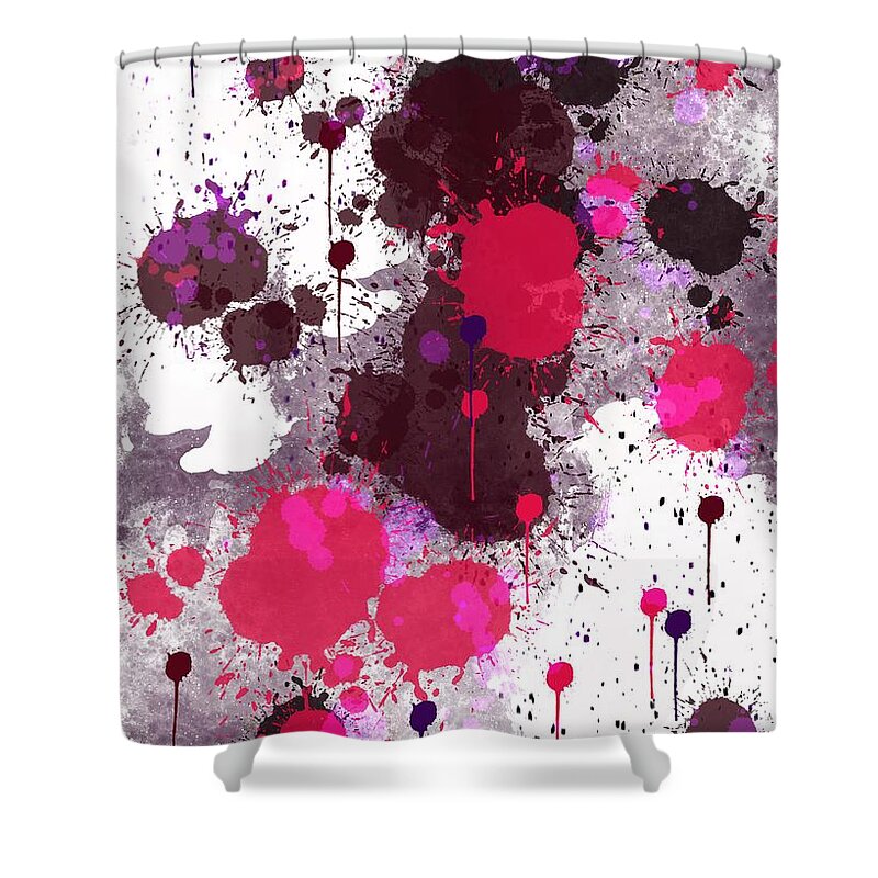  Shower Curtain featuring the digital art A Study in Blood Spatter Analysis by Michelle Hoffmann