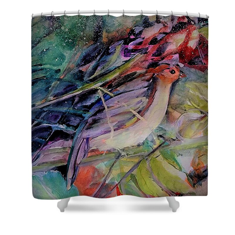 Birds Shower Curtain featuring the painting A Swarm Of Aves by Lisa Kaiser