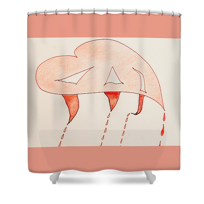 Drawing Shower Curtain featuring the drawing A Torn Heart by Karen Nice-Webb