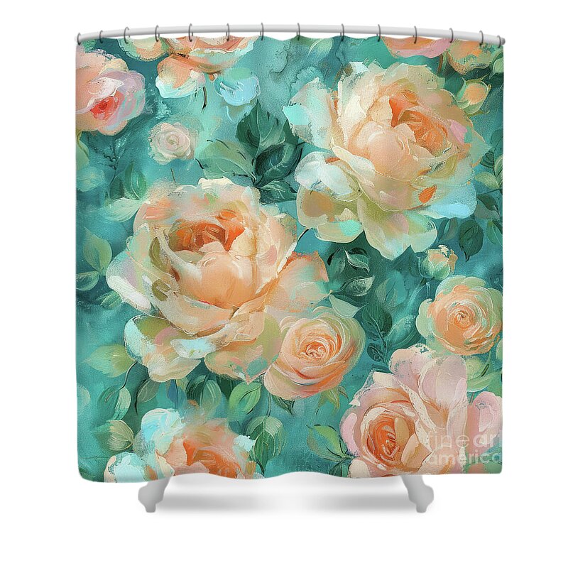 Floral Shower Curtain featuring the painting A Touch Of Turquoise by Tina LeCour