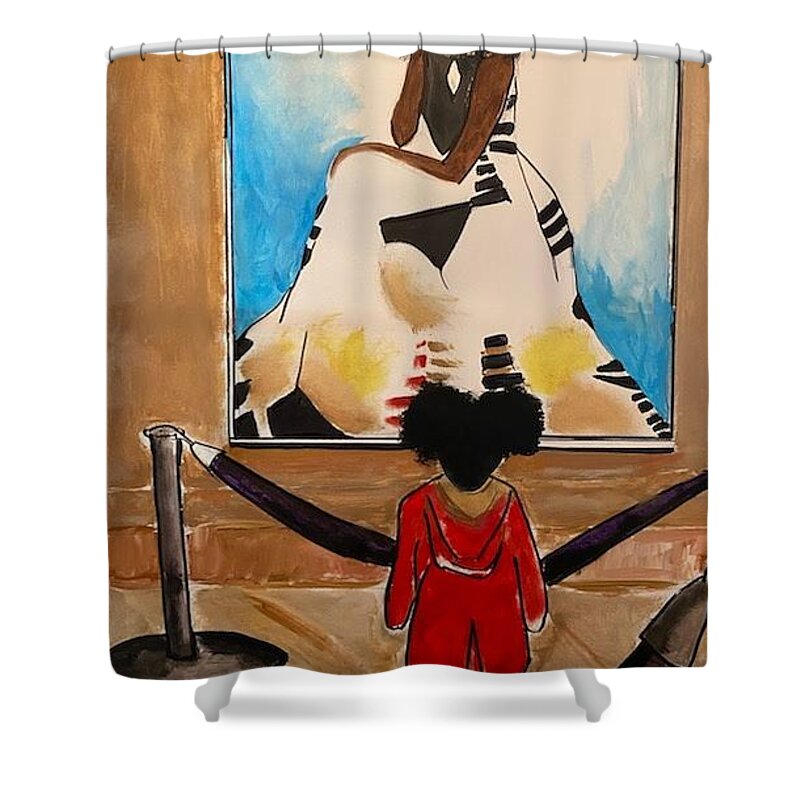  Shower Curtain featuring the painting A Trip To The Gallery by Angie ONeal
