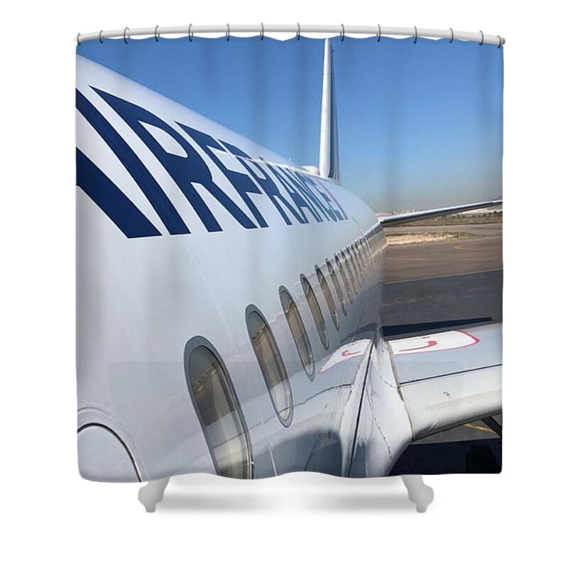 All Shower Curtain featuring the digital art A View of a Plane KN28 by Art Inspirity