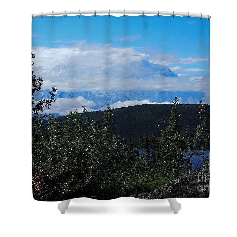 Denali Shower Curtain featuring the photograph A View of Denali Over Wonder Lake by L Bosco