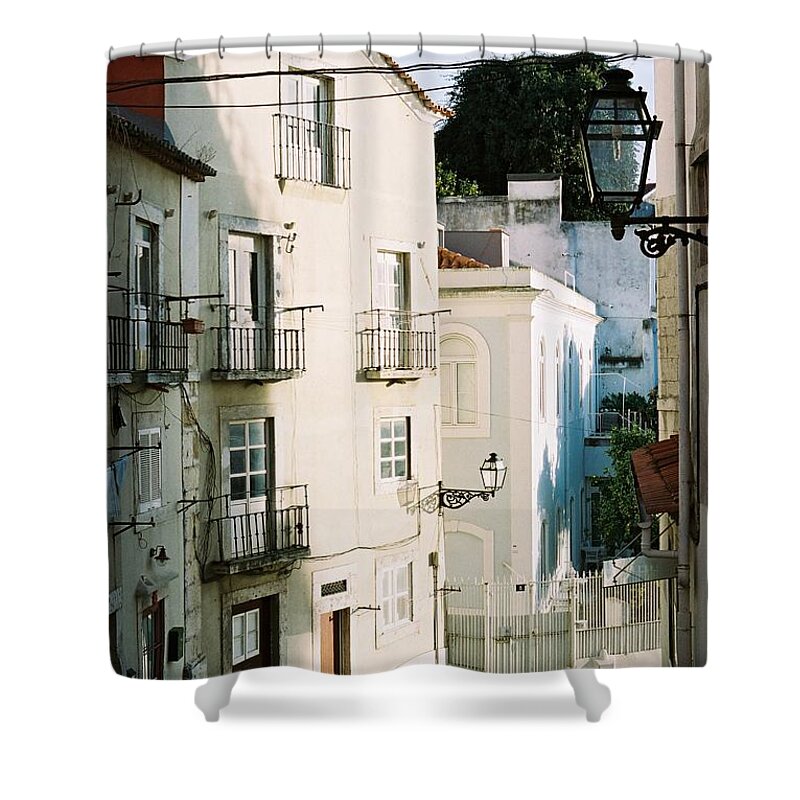 Lisboa Shower Curtain featuring the photograph A walk to the castle by Barthelemy de Mazenod
