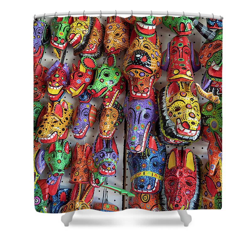 Masks Shower Curtain featuring the photograph A Wall of Color by Leslie Struxness