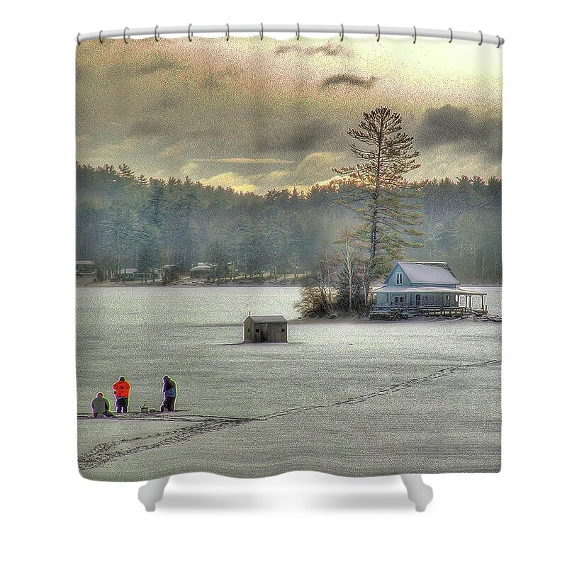 Ice Shower Curtain featuring the photograph A Warm Glow on a Cool Scene by Wayne King
