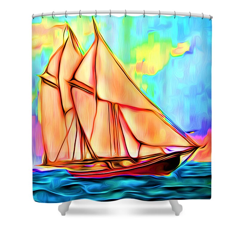 Abstract Shower Curtain featuring the digital art A Wind at My Sails - Abstract by Ronald Mills