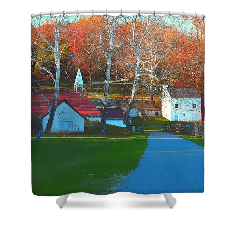 Hopewell Furnace Shower Curtain featuring the photograph A World With Octobers by Tami Quigley