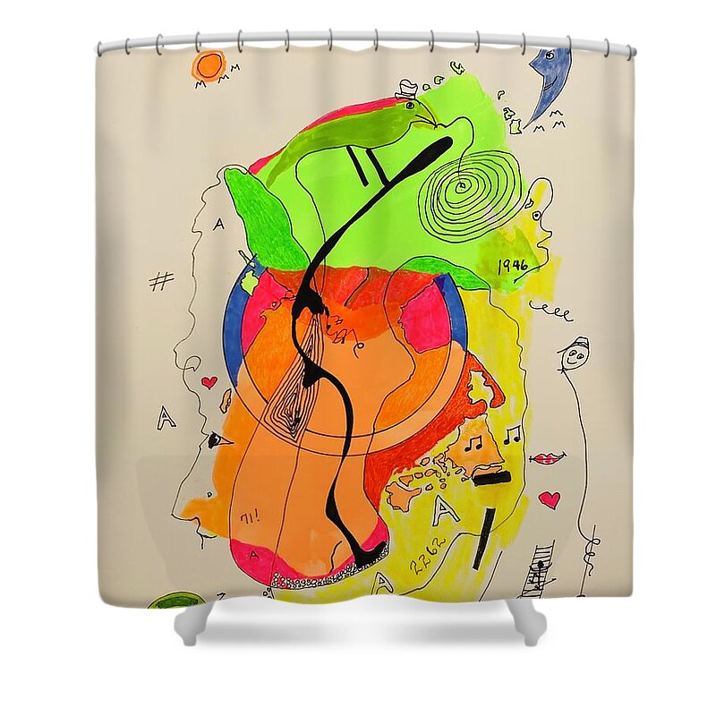  Shower Curtain featuring the mixed media A2262A xoxo by Lew Hagood