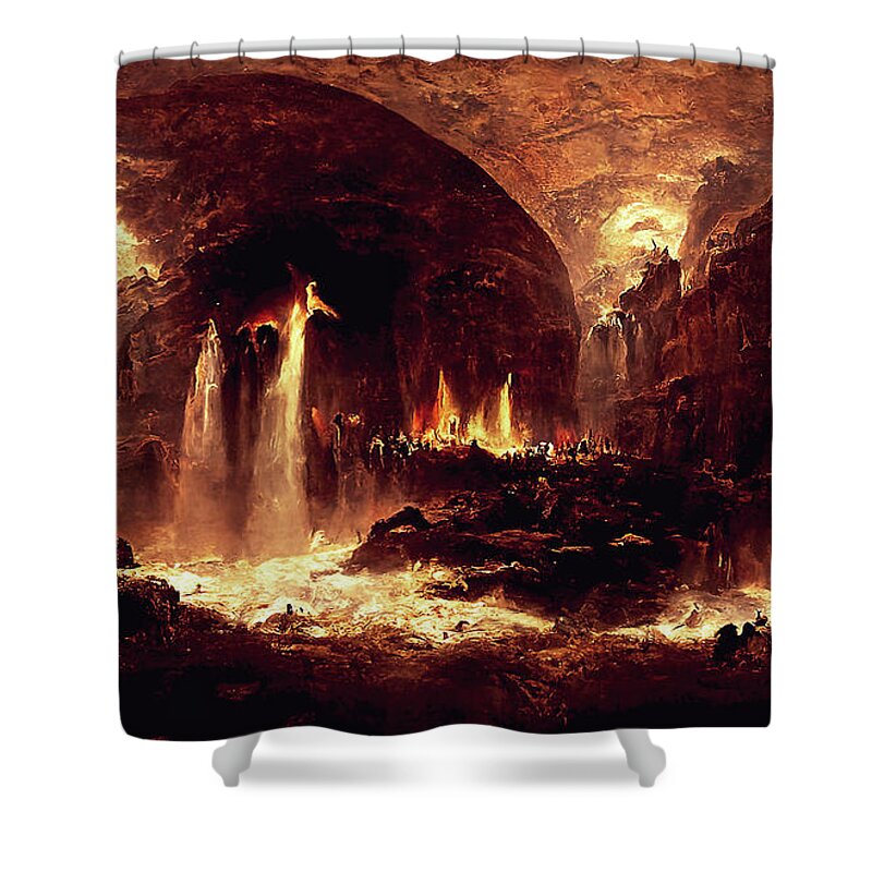 Dante Shower Curtain featuring the painting Abandon all hope, you who enter here, 01 by AM FineArtPrints