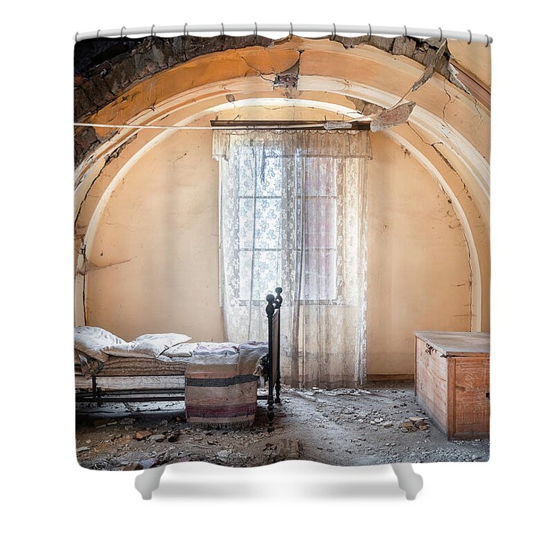 Abandoned Shower Curtain featuring the photograph Abandoned Bedroom in Decay by Roman Robroek