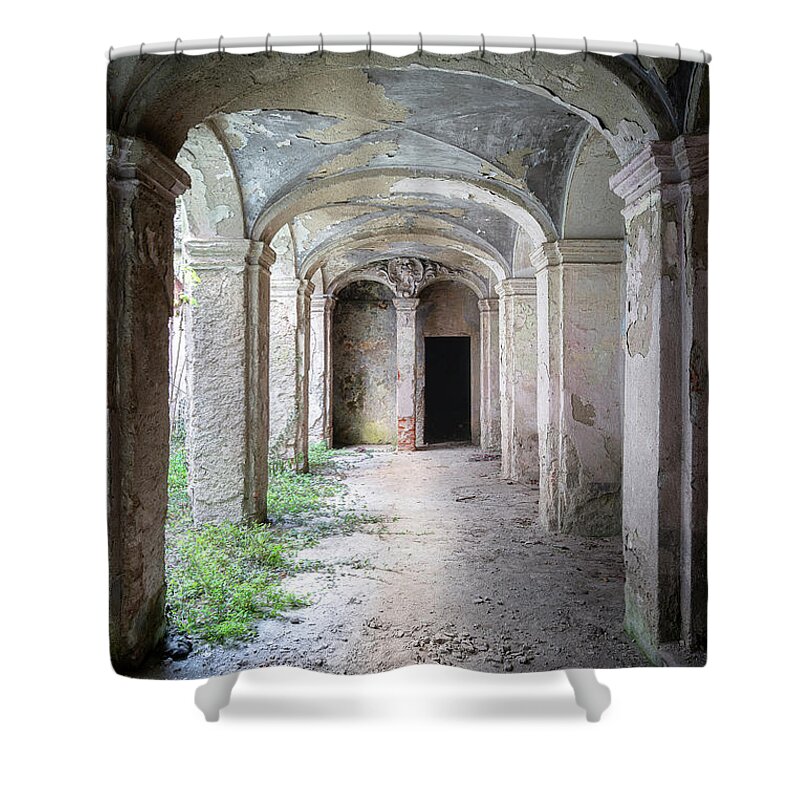 Abandoned Shower Curtain featuring the photograph Abandoned Gray Hallway by Roman Robroek