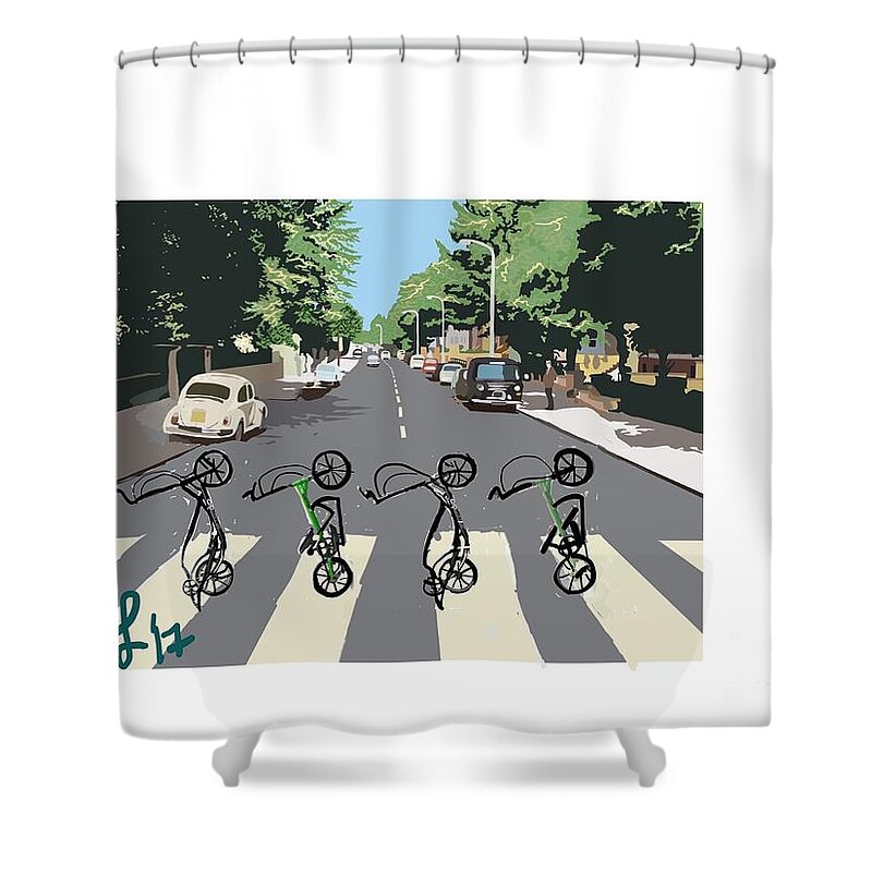 #elliptigoart Shower Curtain featuring the painting abbey Road update by Francois Lamothe