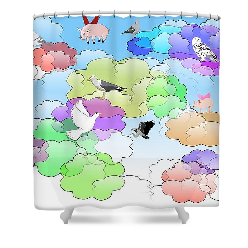Clouds Shower Curtain featuring the digital art Above It All by Denise F Fulmer