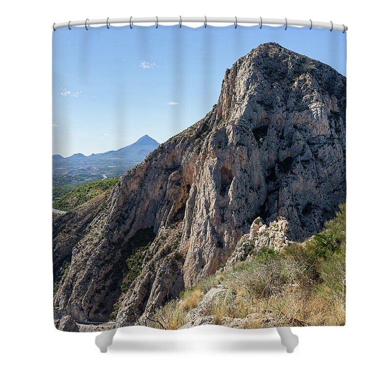 Mountain Landscape Shower Curtain featuring the photograph Above the Canyon of Mascarat by Adriana Mueller