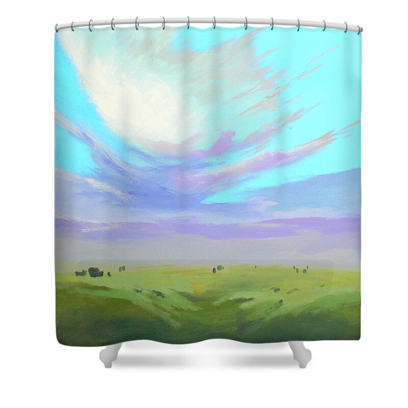 Central Plains Shower Curtain featuring the painting Above the Plains by Nancy Merkle