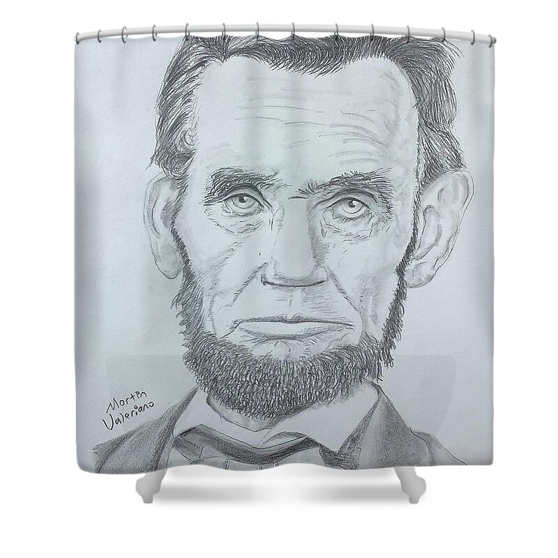 Graphite Shower Curtain featuring the drawing Abraham Lincoln by Martin Valeriano