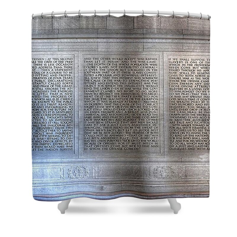 Abraham Lincoln Shower Curtain featuring the photograph Abraham Lincoln - Second Inaugural Address in the Lincoln Memorial Washington D.C. by Marianna Mills
