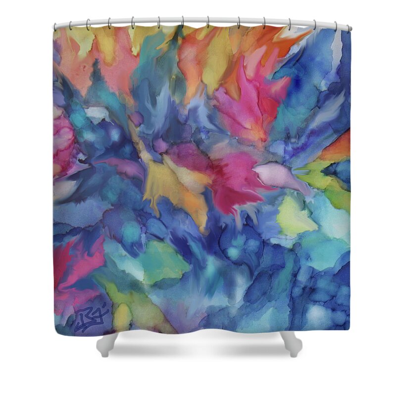 Alcohol Ink Shower Curtain featuring the painting Abstract #324 by Jean Batzell Fitzgerald