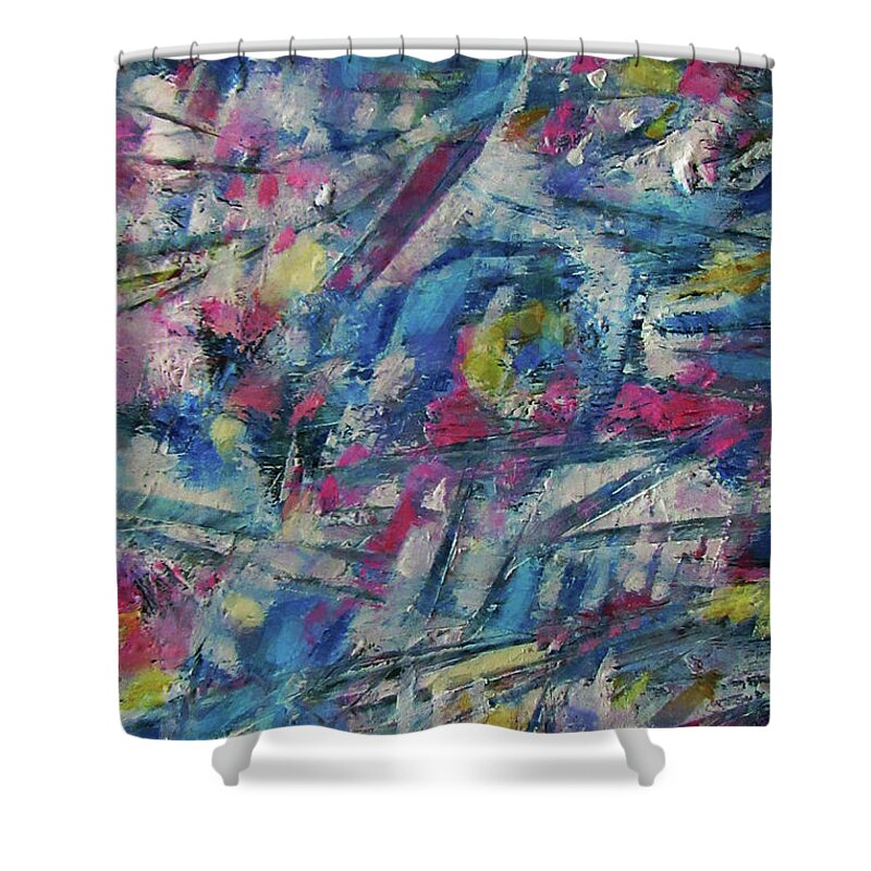 Colorful Abstract Shower Curtain featuring the painting Abstract 5-10-20 by Jean Batzell Fitzgerald