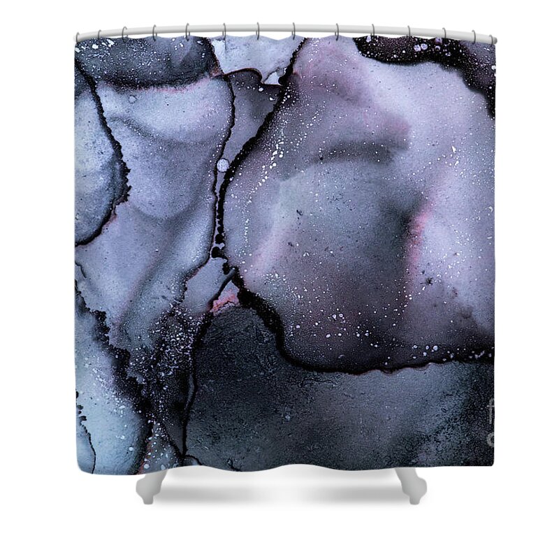 Ink Shower Curtain featuring the photograph Abstract alcohol in background in pink, mauve and blue tones. by Jane Rix