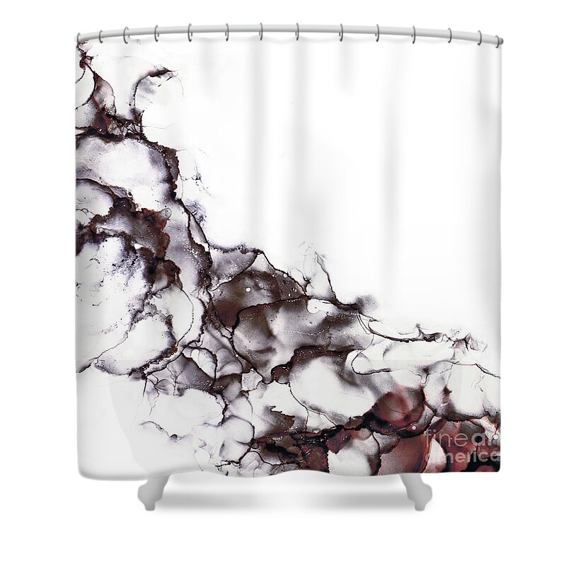 Ink Shower Curtain featuring the photograph Abstract alcohol in background in smokey black, red and rust tones by Jane Rix
