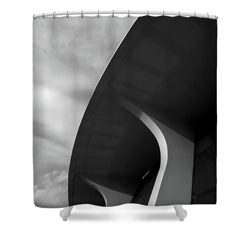 Architecture Shower Curtain featuring the photograph Abstract architecture design. Black and white futuristic exterio by Michalakis Ppalis