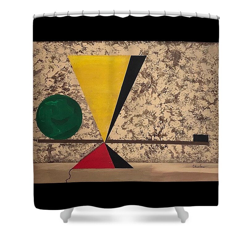  Shower Curtain featuring the painting Abstract Ball and Balance by Charles Young