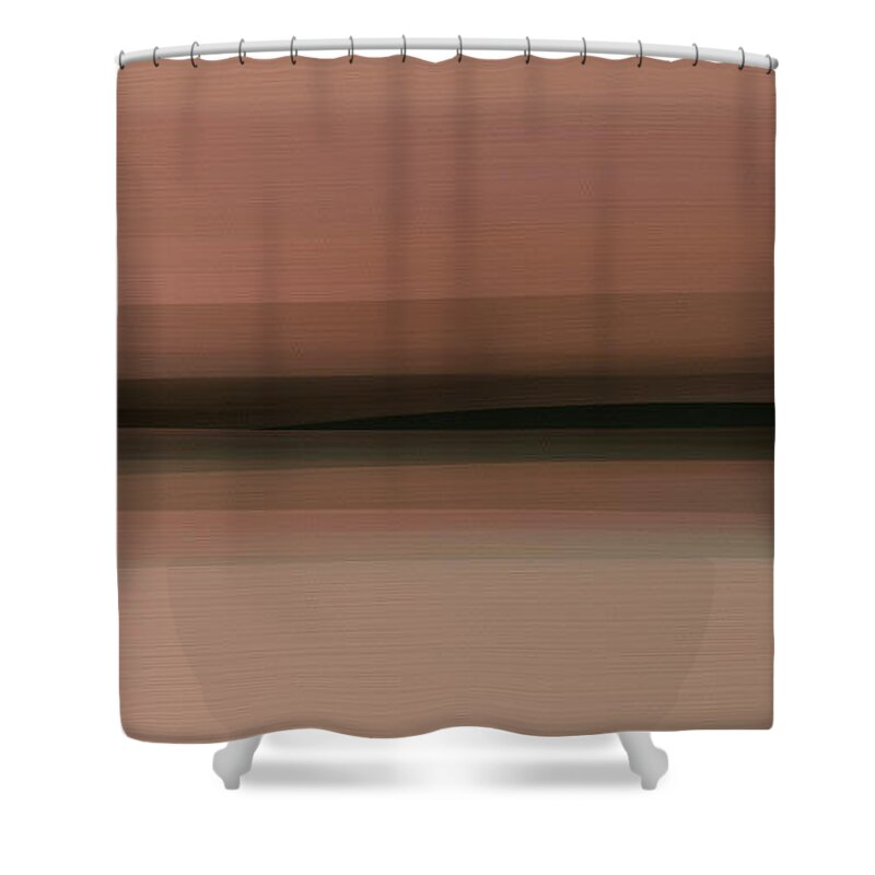 Brown Shower Curtain featuring the painting Abstract Beach Landscape Painting - Neutral Brown Beige And Grey Color Tones by iAbstractArt