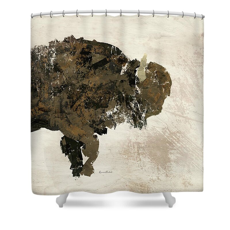 Abstract Shower Curtain featuring the digital art Abstract Buffalo by Ramona Murdock