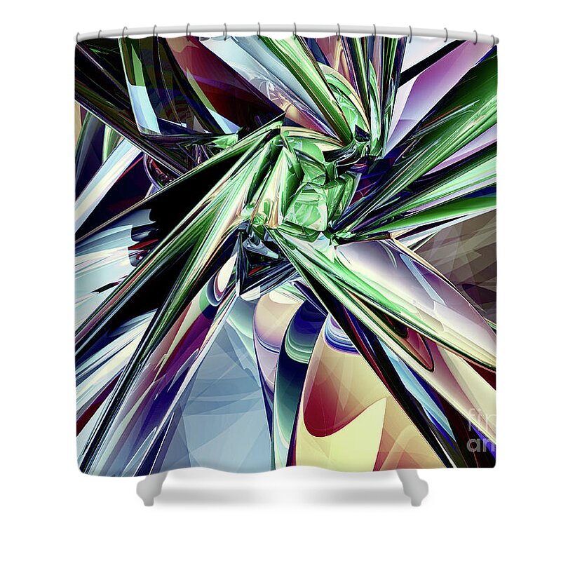 Three Dimensional Shower Curtain featuring the digital art Abstract Chaos by Phil Perkins
