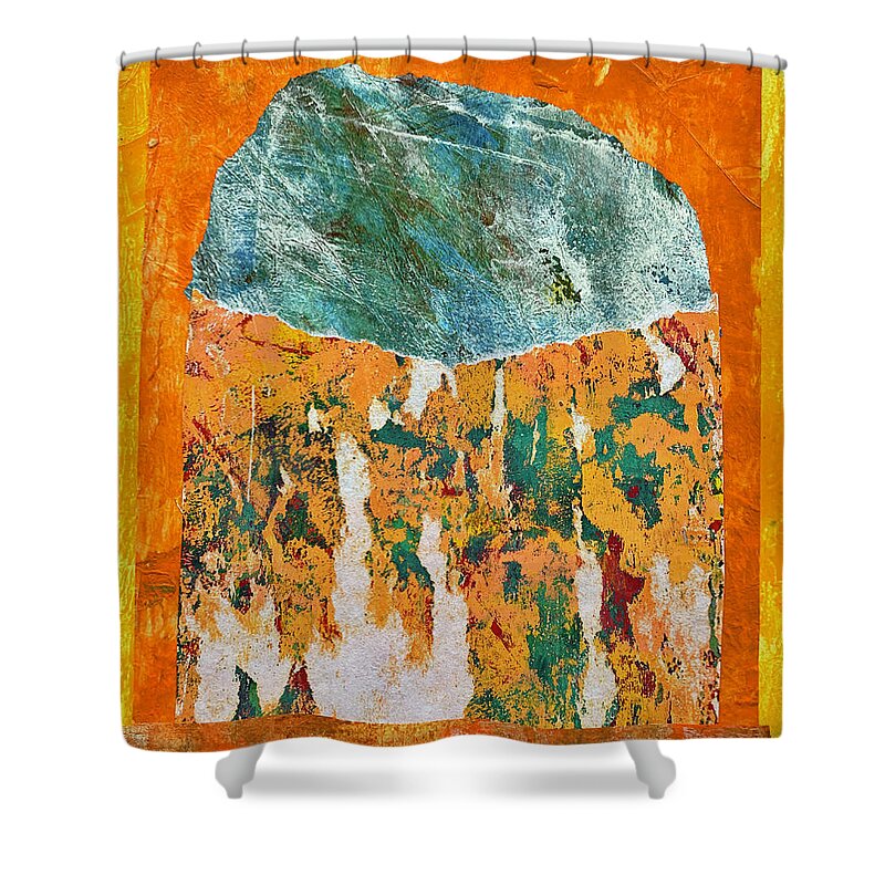 Abstract Collage Shower Curtain featuring the mixed media Abstract Collage June 18 by Lorena Cassady