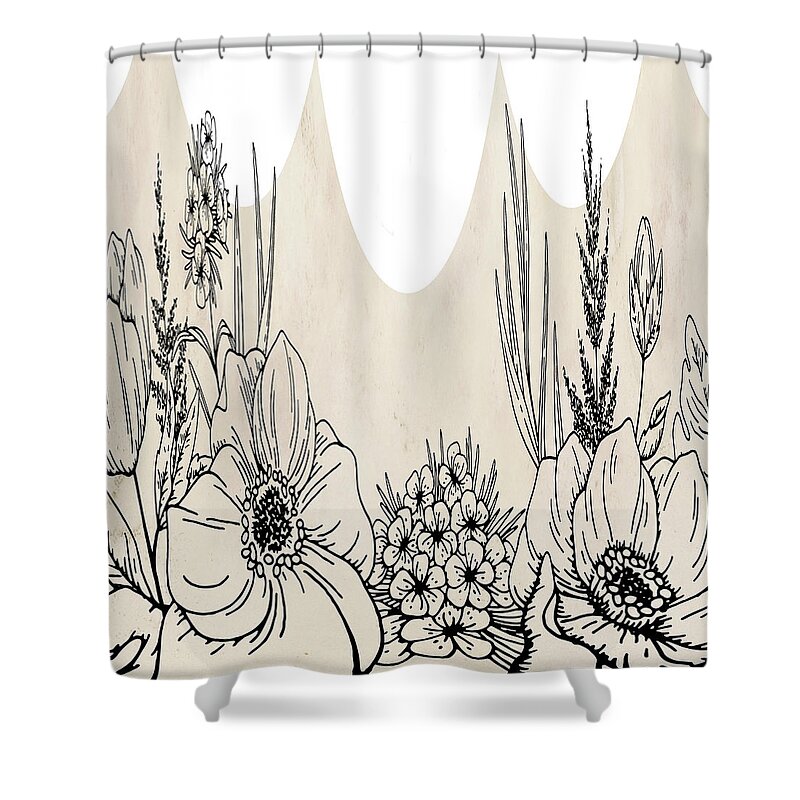 Abstract Floral Art Shower Curtain featuring the digital art Abstract Floral 2 by Tracy-Ann Marrison