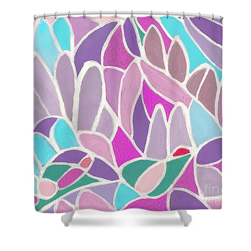 Flowers Shower Curtain featuring the mixed media Abstract Flowers by Lisa Neuman