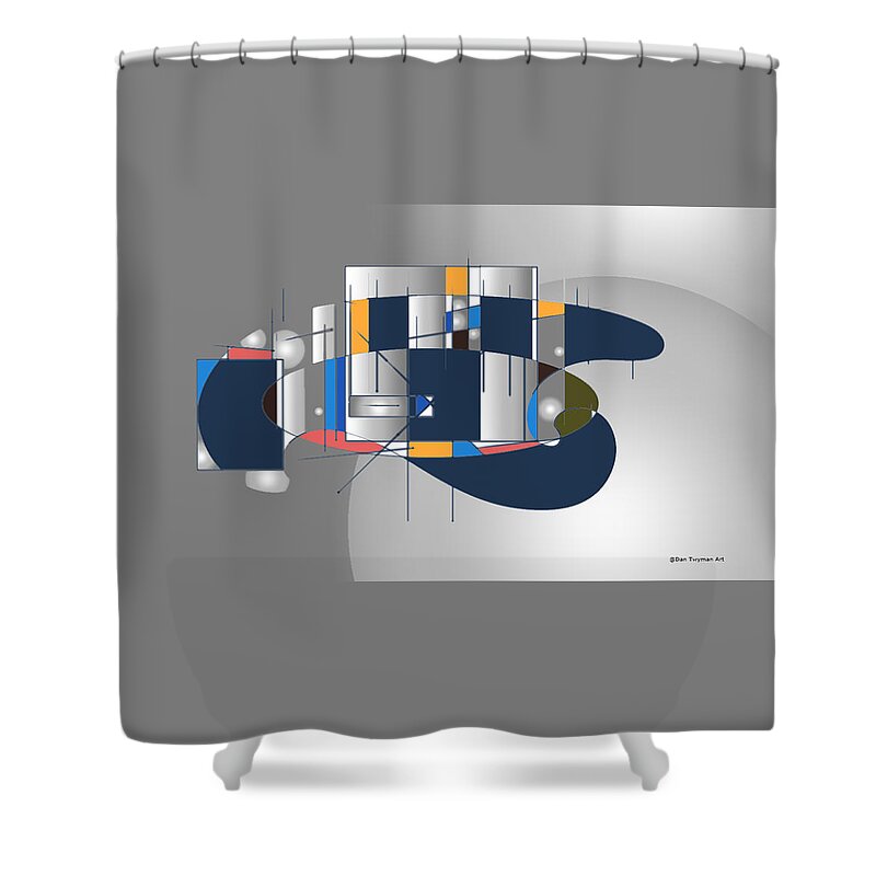 Abstract Shower Curtain featuring the drawing Abstract in Digital by Dan Twyman