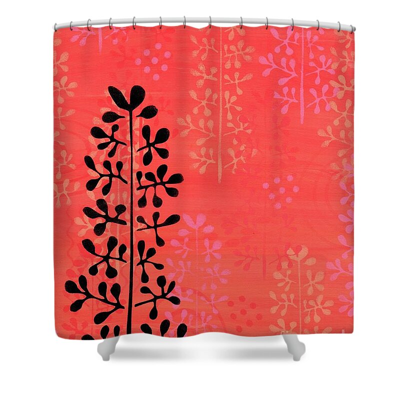 Japanese Flowers Shower Curtain featuring the painting Abstract Japanese Flower Buds by Donna Mibus