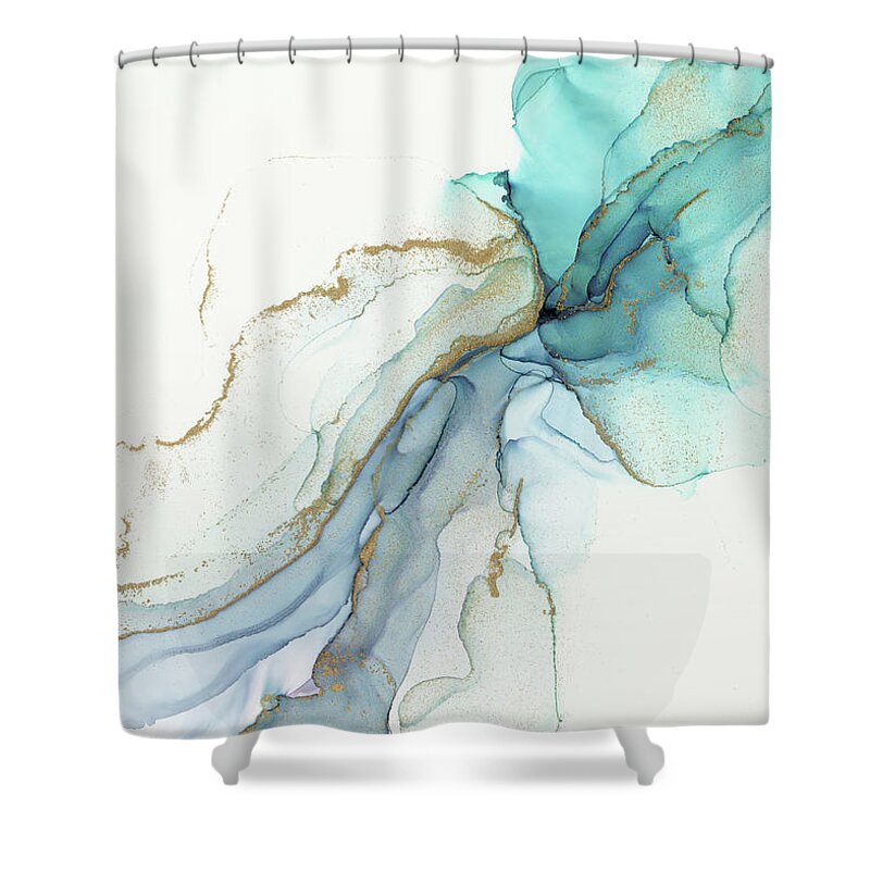 Abstract Painting Shower Curtain featuring the painting Abstract Jellyfish Alcohol Ink Painting by Olga Shvartsur