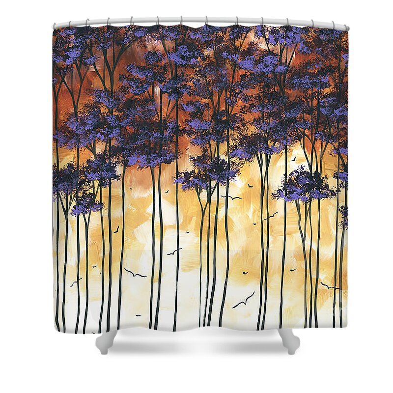 Abstract Shower Curtain featuring the painting Abstract Landscape Original Purple Tree Painting Modern Art Prints Megan Duncanson by Megan Aroon