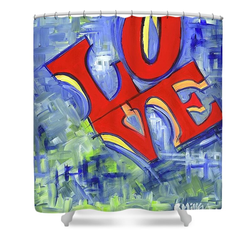 Love Shower Curtain featuring the painting Abstract Love by Britt Miller