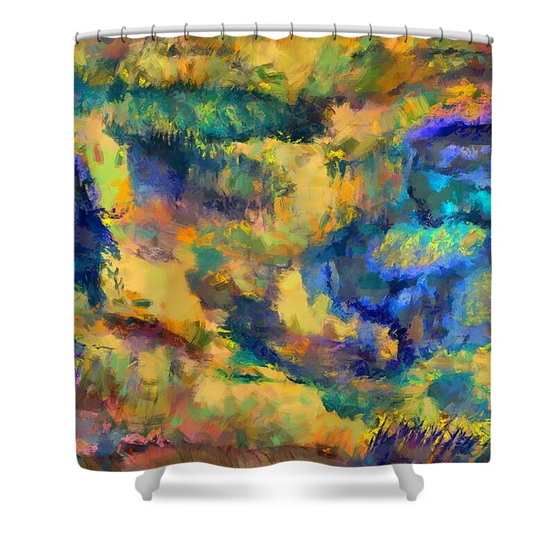 Meadow Shower Curtain featuring the mixed media Abstract Meadow by Christopher Reed