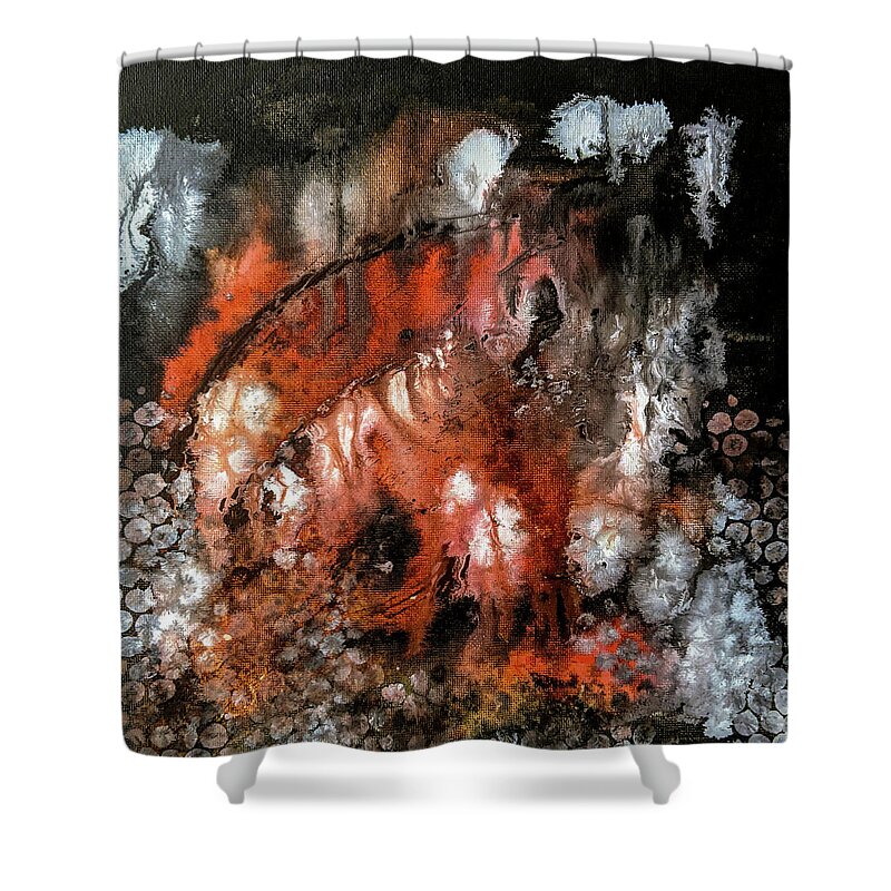 Kiss Shower Curtain featuring the painting Abstract Memories of a KISS Concert by Lee Beuther