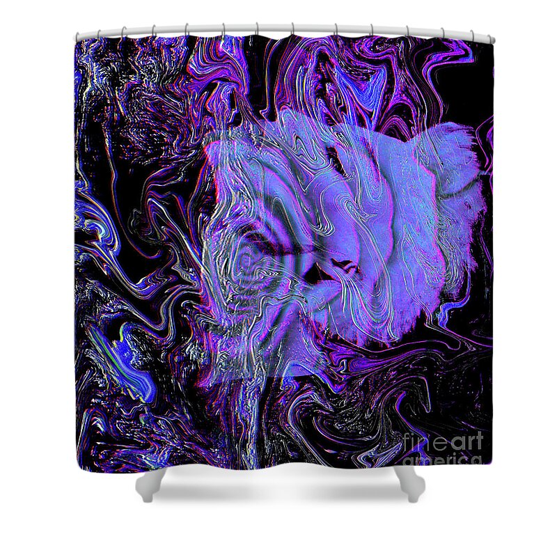 Fine-art Shower Curtain featuring the mixed media Abstract Obsessions A2 by Catalina Walker