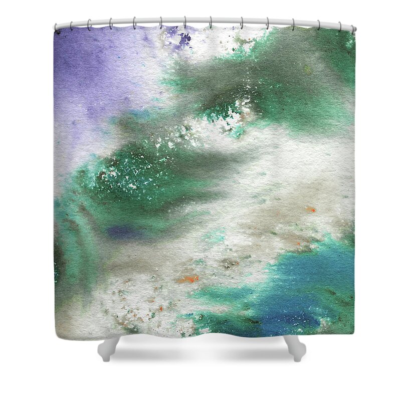 Wave Shower Curtain featuring the painting Abstract Ocean Splashes And Waves Watercolor by Irina Sztukowski