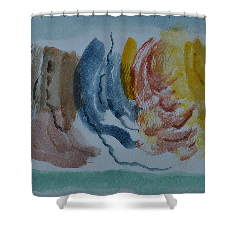 Abstract Over New Mexico Shower Curtain featuring the painting Abstract Over New Mexico by Warren Thompson