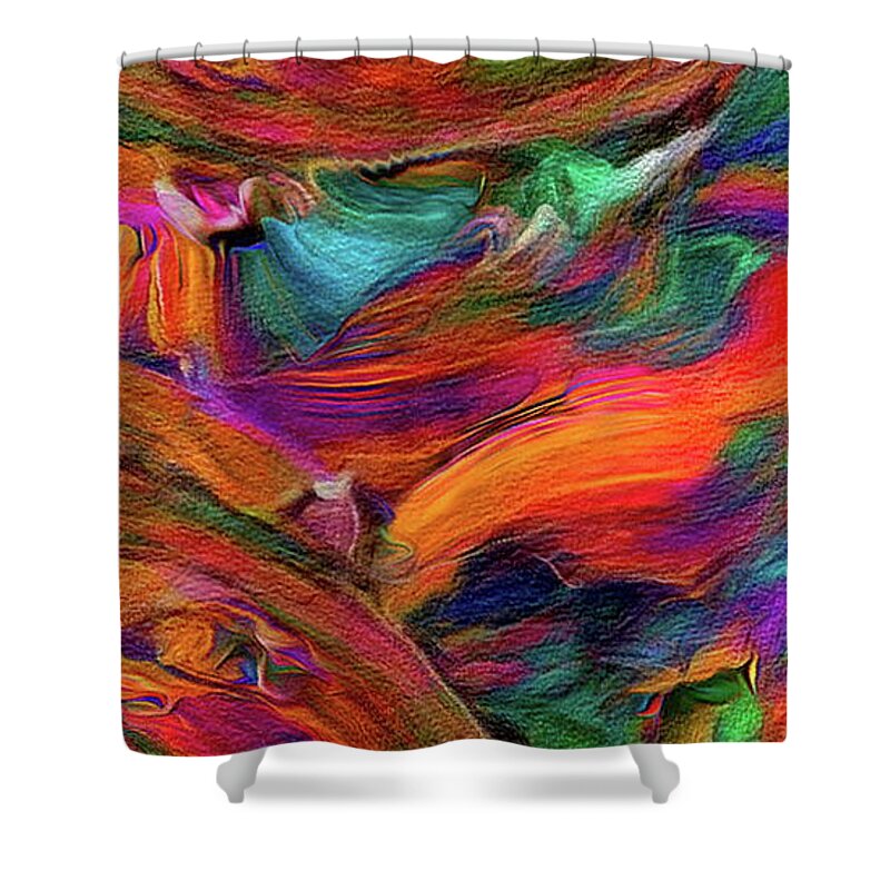 Abstract Shower Curtain featuring the digital art Abstract Painting - Chaos by Russ Harris