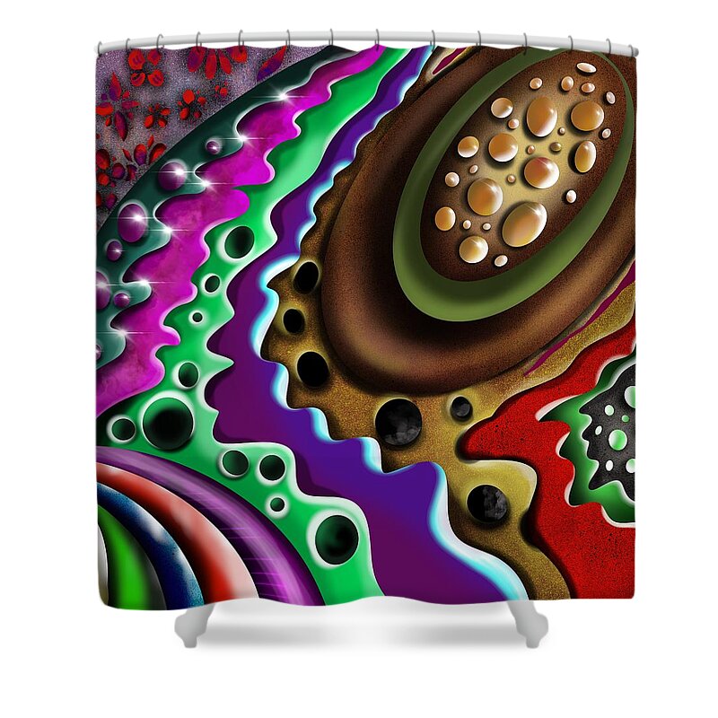 Abstract Shower Curtain featuring the painting Abstract pattern - colorful metal by Patricia Piotrak