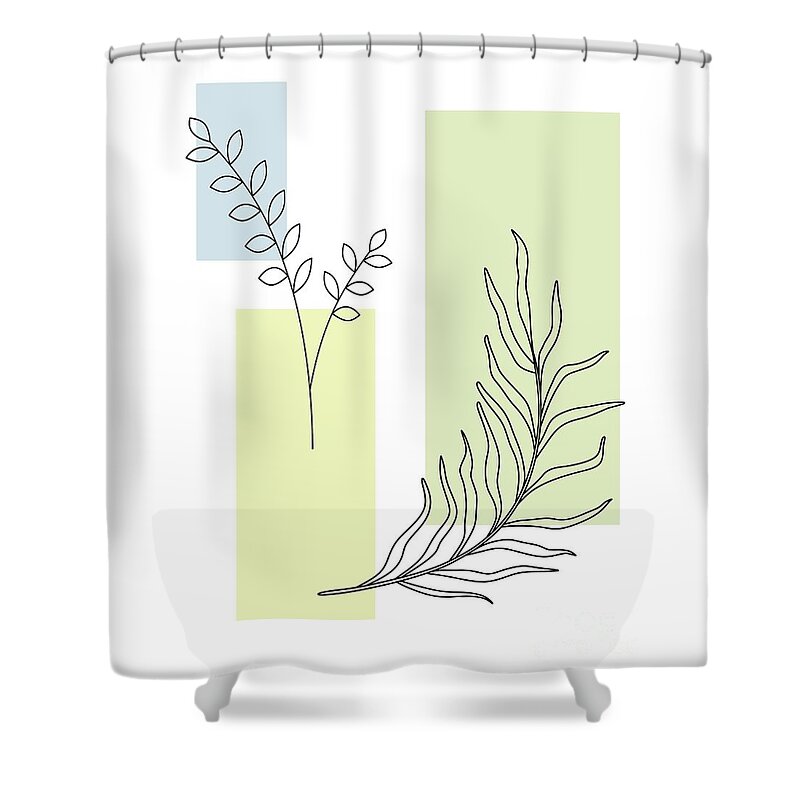 Botanical Shower Curtain featuring the digital art Abstract Plants Pastel 2 by Donna Mibus
