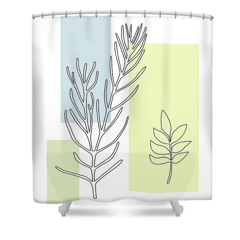 Botanical Shower Curtain featuring the digital art Abstract Plants Pastel 3 by Donna Mibus