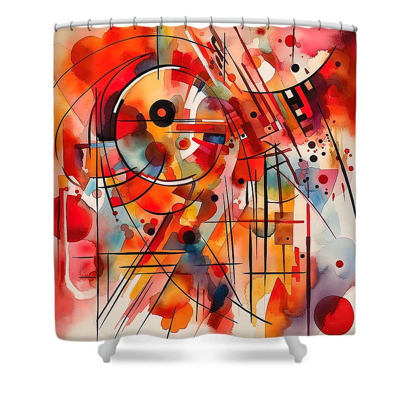  Shower Curtain featuring the digital art Abstract Red I by Lily Malor