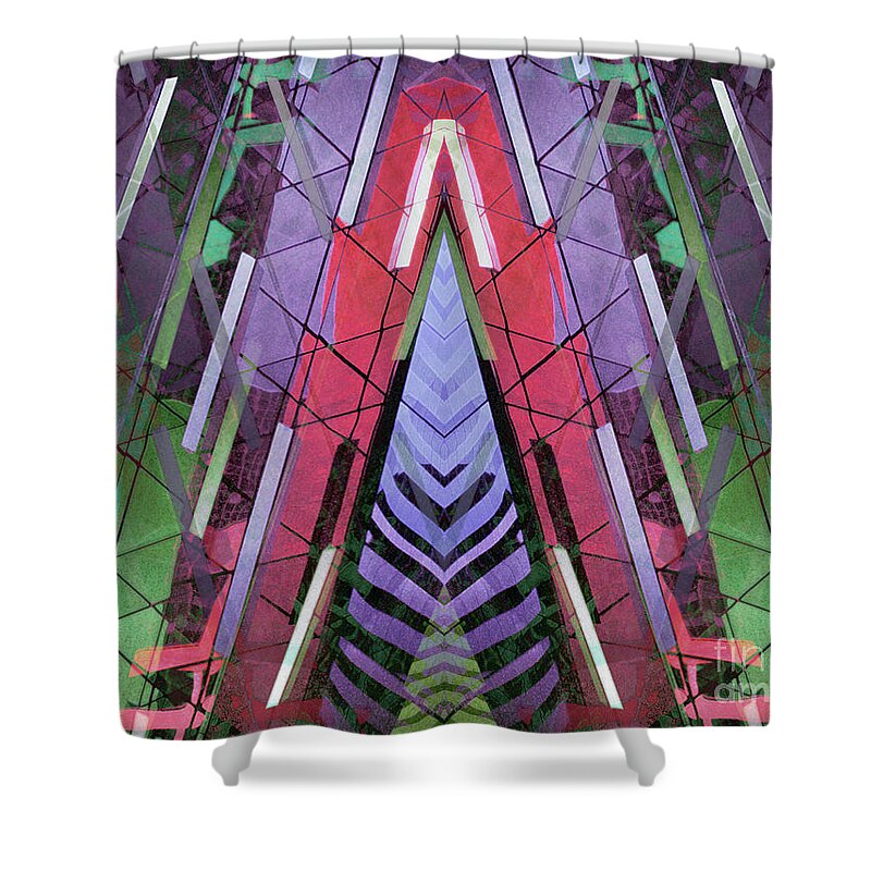 Abstract Shower Curtain featuring the photograph abstract spiritual art - Urban Glass by Sharon Hudson